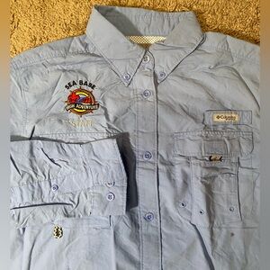 Columbia PFG Breathable Button Up Down Adult Mens Size Medium Blue Beach Shirt